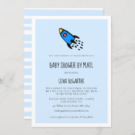 Schattig blauw raket Boy Baby shower per mail Kaart