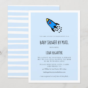 Schattig blauw raket Boy Baby shower per mail Kaart