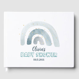 SCHATTIG BLAUW REGENBOOG KINDER BABY SHOWER GASTENBOEK
