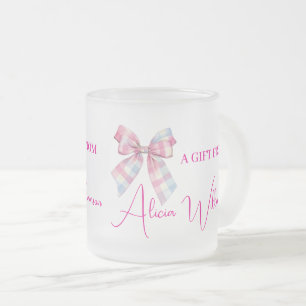 Schattig blauw & roze strik persoonlijk cadeau van matglas koffiemok