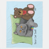 Schattig Blauw Schattig Grijs Beste Kattenvader Va Fleece Deken (Voorkant)