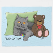 Schattig Blauw Schattig Grijs Beste Kattenvader Va Fleece Deken (Voorkant (Horizontaal))