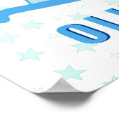 Schattig Blauw Schommelpaard Ster Kindernaam Poster (Hoek)