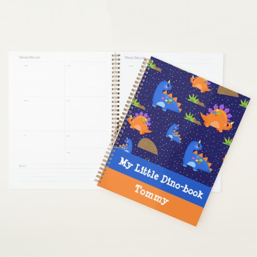 Schattig blauw Sinaasappel Baby dinosaurus spranke Planner (Display)