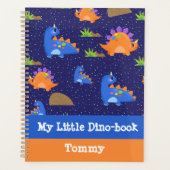 Schattig blauw Sinaasappel Baby dinosaurus spranke Planner (Voorkant)