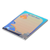 Schattig blauw Sinaasappel dinosaurus kleine memo Notitieblok (Linkerzijde)