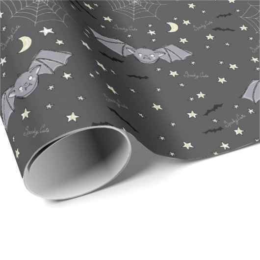 Schattig blauw spooky Schattige vleermuizen hallow Cadeaupapier (Rol Hoek)