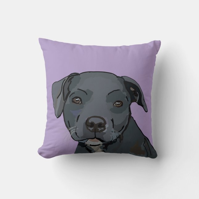Schattig blauw staffy (lila) kussen (Voorkant)