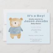 Schattig blauw teddybeer Baby shower "het is een j Kaart (Voorkant)