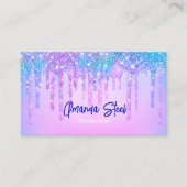 Schattig blauw Turquoise Eenhoorn Glitter Drips mo Visitekaartje (Voorkant)