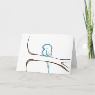 Schattig blauw vogeltje zittend op een tak kaart