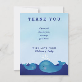 Schattig blauw walvisachtig Baby shower Hartelijk Bedankkaart