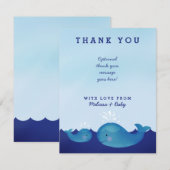 Schattig blauw walvisachtig Baby shower Hartelijk  Bedankkaart (Voorkant / Achterkant)