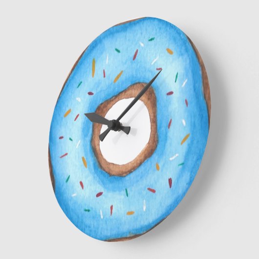 Schattig blauw Waterverf donut Grote Klok (Hoek)