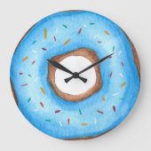 Schattig blauw Waterverf donut Grote Klok (Voorkant)