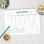 Schattig blauw-weekmodel voor flatpanel notitieblok<br><div class="desc">Deze wekelijkse planner heeft ruimte om van maandag tot en met vrijdag uw werk te schrijven en een plaats om uw wekelijkse doelstellingen en notities op te schrijven. Het is voorzien van een schattige verfrol en een ontwerp van het hart. Je kunt dit ook gebruiken als boodschappenlijstje of voor school!...</div>