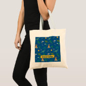 Schattig Blauw Wildlife Dinosaurus Patroon Geperso Tote Bag (Voorkant (product))