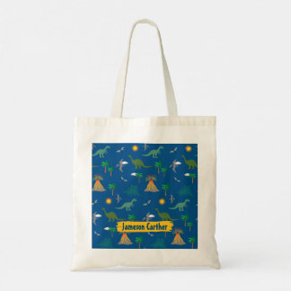 Schattig Blauw Wildlife Dinosaurus Patroon Geperso Tote Bag