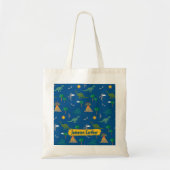Schattig Blauw Wildlife Dinosaurus Patroon Geperso Tote Bag (Voorkant)