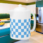 schattig blauw wit controlepatroon theepot<br><div class="desc">schattig blauw wit chequepatroon</div>