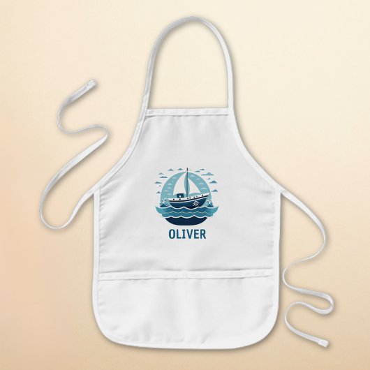 Schattig Blauw Zeilboot Kinder Schort