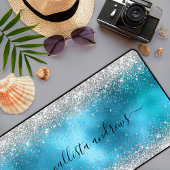 Schattig blauw zilver faux glitter bureaumat