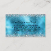 Schattig blauw zilver faux glitter visitekaartje (Achterkant)