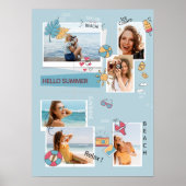 Schattig Blauw Zomer Meerdere Fotocollage Poster (Voorkant)