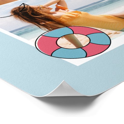 Schattig Blauw Zomer Meerdere Fotocollage Poster (Hoek)