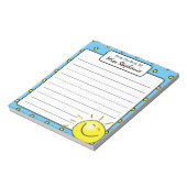 Schattig Blauw Zonneschijn Glimlach Gezicht Van Le Notitieblok (Linkerzijde)