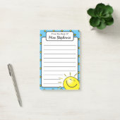 Schattig Blauw Zonneschijn Glimlach Gezicht Van Le Post-it® Notes (Kantoor)