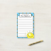 Schattig Blauw Zonneschijn Glimlach Gezicht Van Le Post-it® Notes (Op bureau)