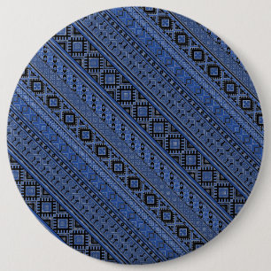 Schattig blauw zwart Oekraïne ornamenten ontwerp Ronde Button 6,0 Cm