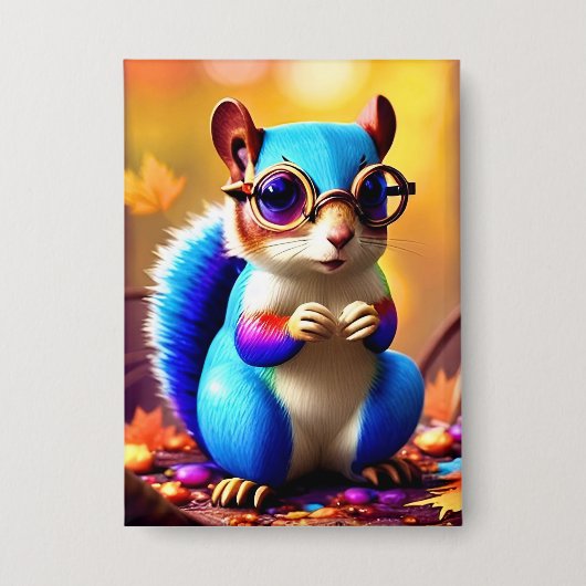 Schattig blauwe eekhoorn met bril-56786 button (Voorkant)