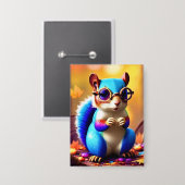 Schattig blauwe eekhoorn met bril-56786 button (Voorkant / Achterkant)