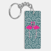 Schattig Blauwgroen blauw wit paisley-roze flaming Sleutelhanger (Voorkant Links)