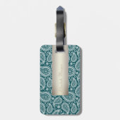 Schattig Blauwgroen Blauw, Witte Paisley, Kat - Ge Bagagelabel (Achterkant verticaal)
