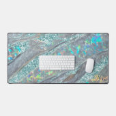 Schattig Blauwgroen Glitter Holografisch Opal Marm Bureaumat (Keyboard & Muis)