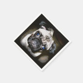 Schattig blauwogig pug gezicht servet (Hoek)