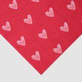 Schattig bleke waterverf hartenpatroon op rood tissuepapier (Detail)