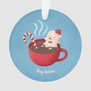 Schattig blijf warm smeltende sneeuwman in beker o ornament