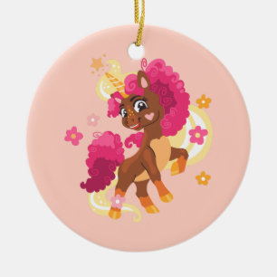 Schattig bloem unicorn keramisch ornament