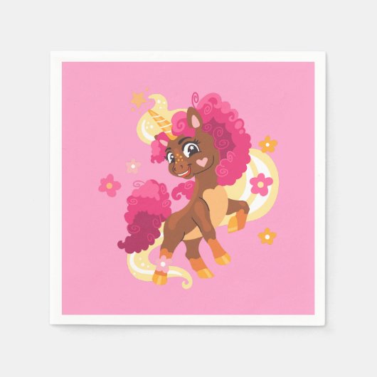 Schattig bloem unicorn servet (Voorkant)