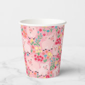 Schattig Bloemen Varken Boerderij Dier Bloemen Mei Papieren Bekers (Achterkant)