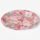 Schattig Bloemen Varken Boerderij Dier Bloemen Mei Papieren Bordje (Gekanteld)