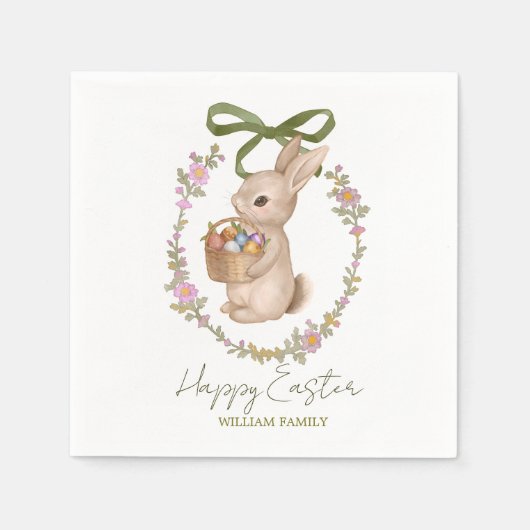 Schattig bloemendekoration Oosterse Konijn Servet (Voorkant)