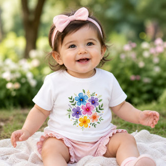 Schattig bloemendesign voor baby T-shirt | Kleurri