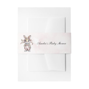 Schattig bloemenkonijn Meisje Baby Shower Uitnodigingen Wikkel