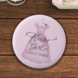 Schattig Bloemenmeisje Roze Vintage Jurk Trouw Kno Ronde Button 5,7 Cm