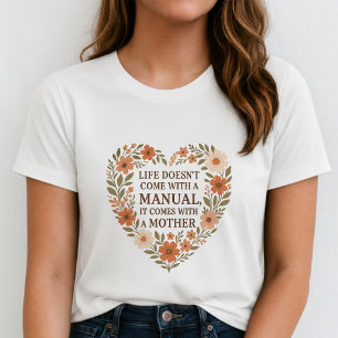 Schattig Bloemhart Moeder T-shirt; Liefdevolle Moe T-shirt